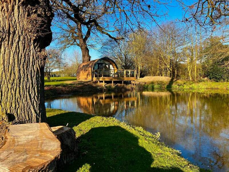 Glamping pod beside a river